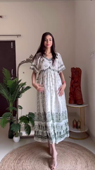 Elegant White Printed Maxi Dress