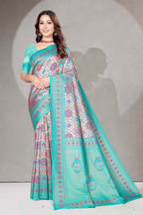 Multi-Color Patola Silk Saree with Rani Pink Zari Border