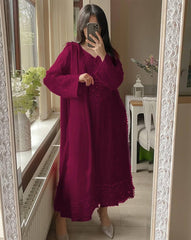 Ruby Red Georgette Salwar Suit with Tone-on-Tone Sequin Embroidery