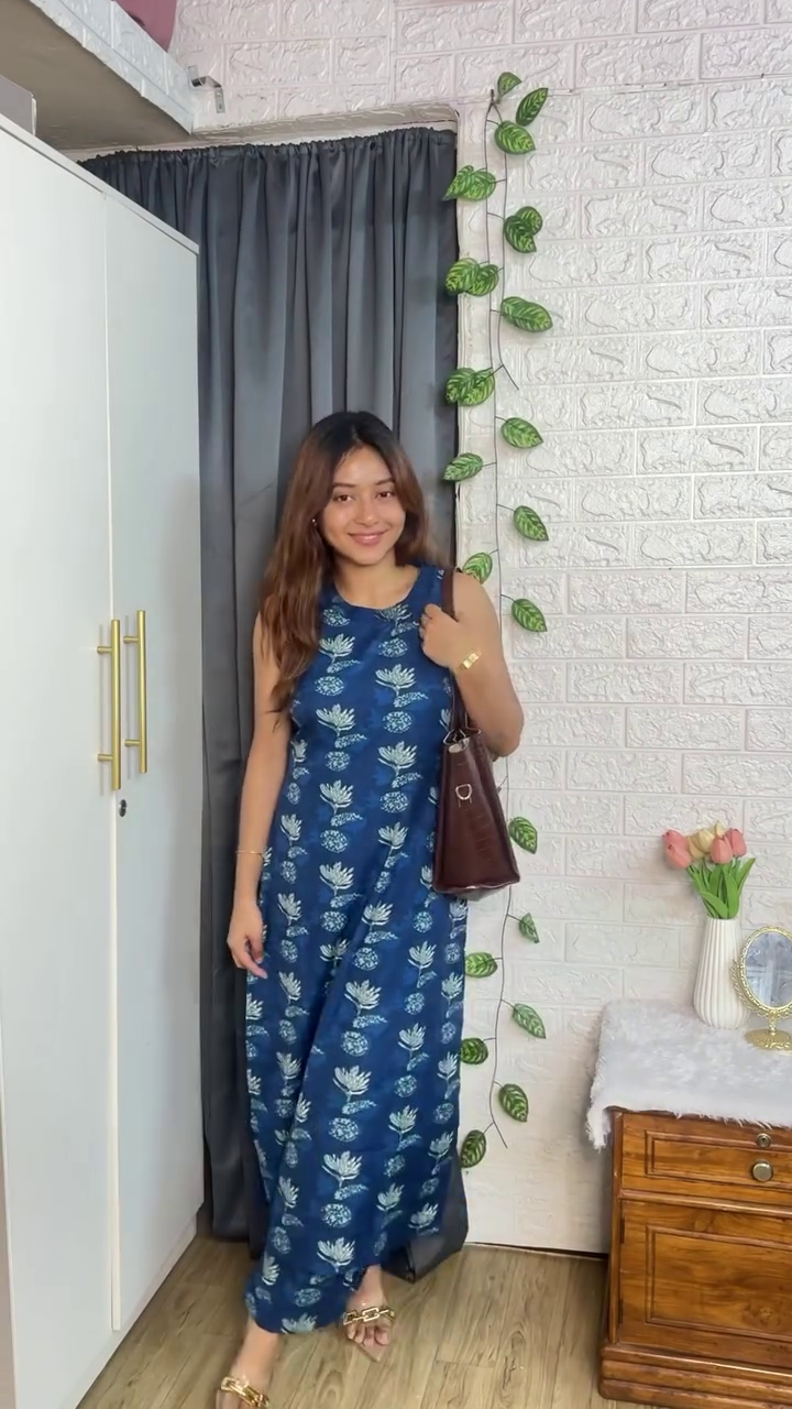 Navy Blue Printed Kurta Pant Dupatta Set