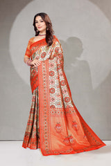 Multi-Color Patola Silk Saree with Rani Pink Zari Border